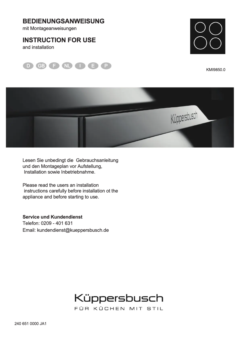 Página 1 del manual Manual de usuario Küppersbusch KMI9850.0SR