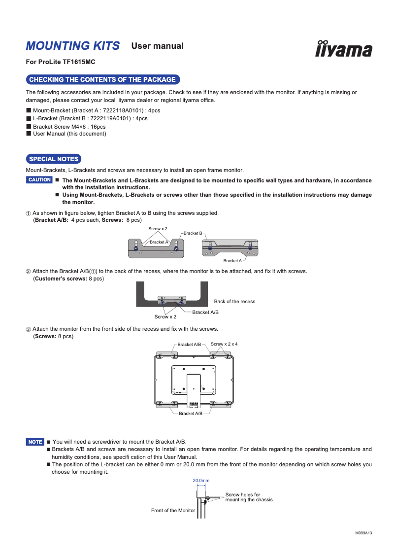 Page 1 de la notice Manuel utilisateur Iiyama OMK5-1