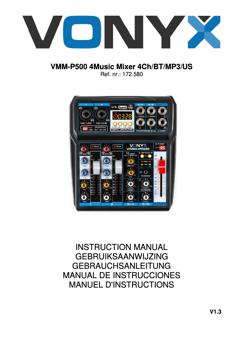 Page 1 de la notice Manuel utilisateur Vonyx VMM-P500
