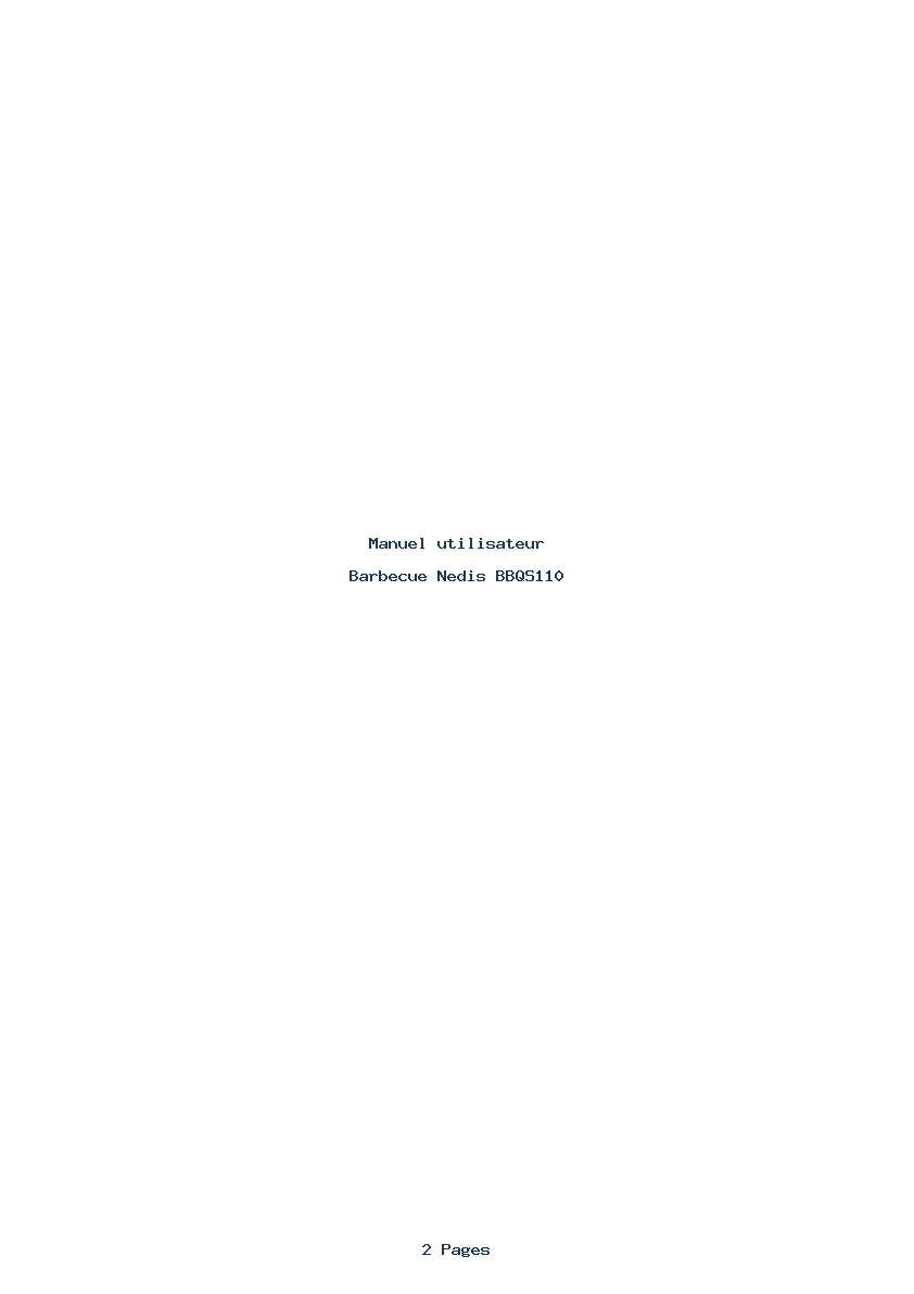 Page 1 de la notice Manuel utilisateur Nedis BBQS110
