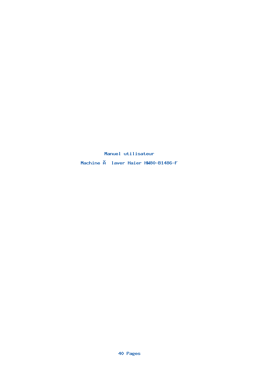 Page 1 de la notice Manuel utilisateur Haier HW80-B1486-F