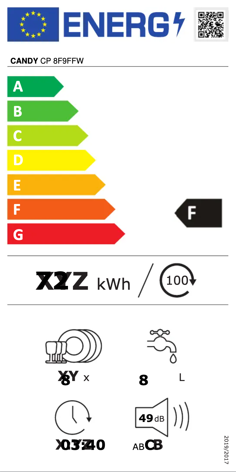 Página 1 del manual Etiqueta energética Candy CP 8F9FFW