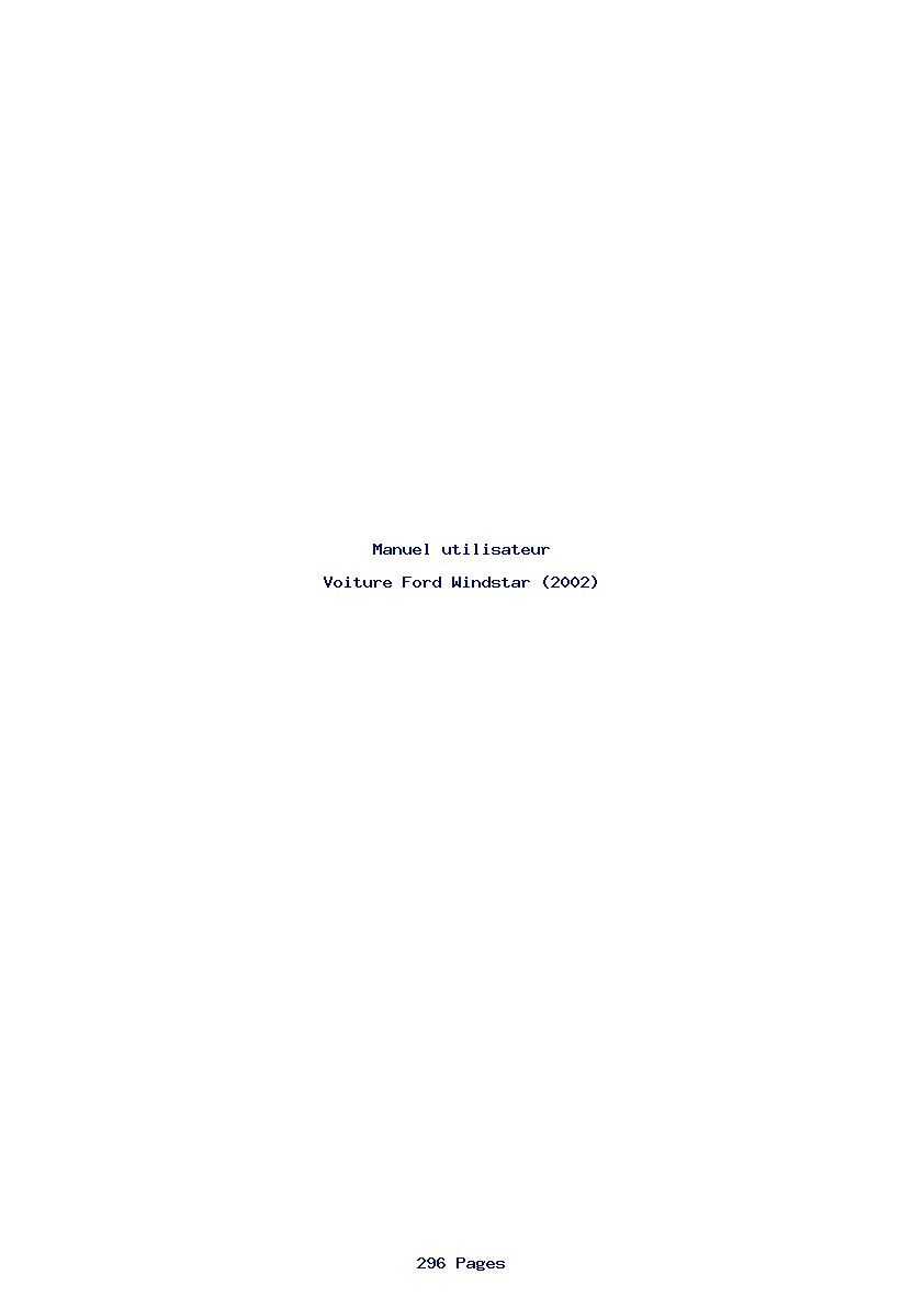 Page 1 de la notice Manuel utilisateur Ford Windstar (2002)