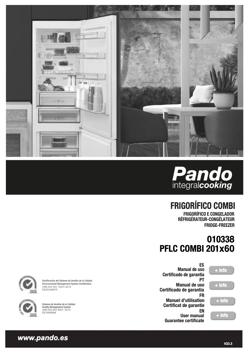 Page 1 de la notice Manuel utilisateur Pando PFLC COMBI