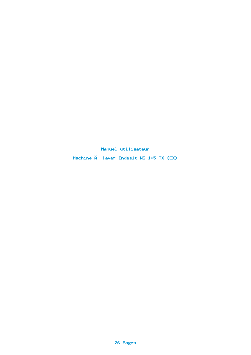 Page 1 de la notice Manuel utilisateur Indesit WS 105 TX (EX)