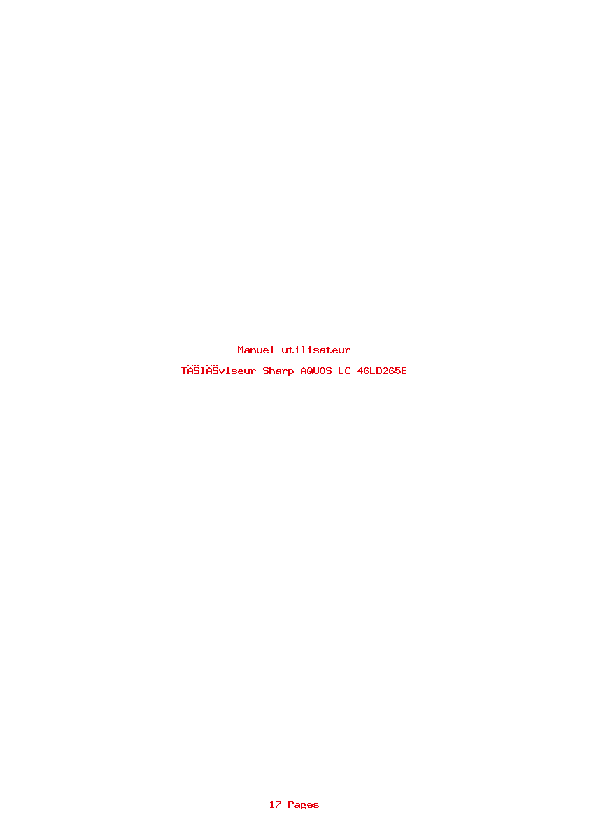 Page 1 de la notice Manuel utilisateur Sharp AQUOS LC-46LD265E