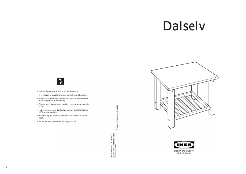 Page 1 de la notice Manuel utilisateur Ikea DALSELV