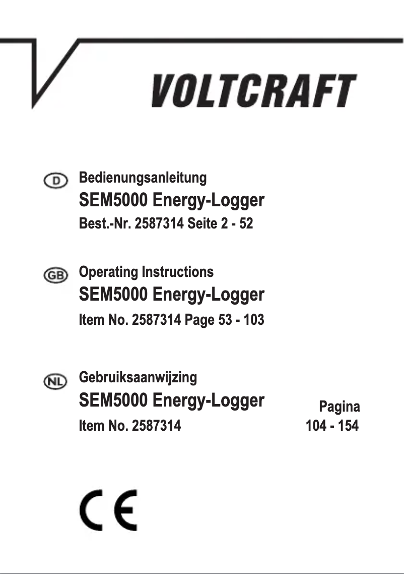 Page 1 de la notice Manuel utilisateur Voltcraft SEM5000