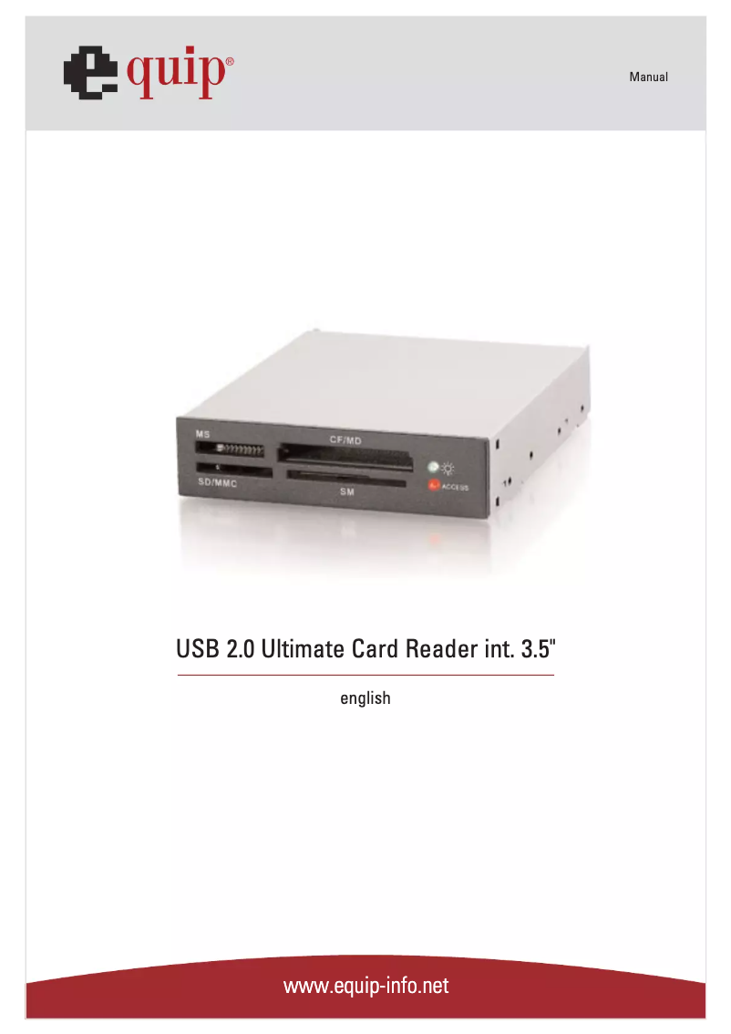 Page 1 de la notice Manuel utilisateur Equip USB 2.0 Ultimate Card Reader int. 3.5"
