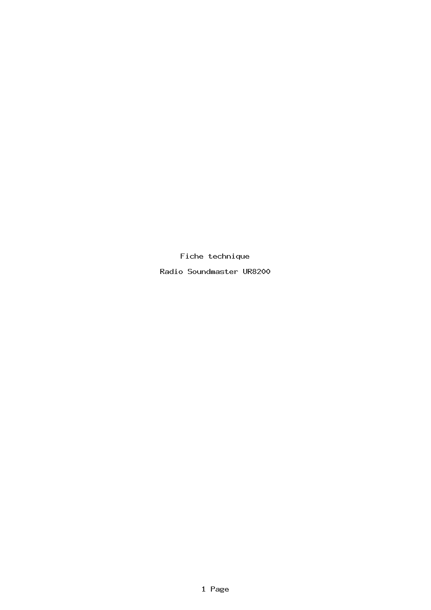 Page 1 de la notice Fiche technique Soundmaster UR8200