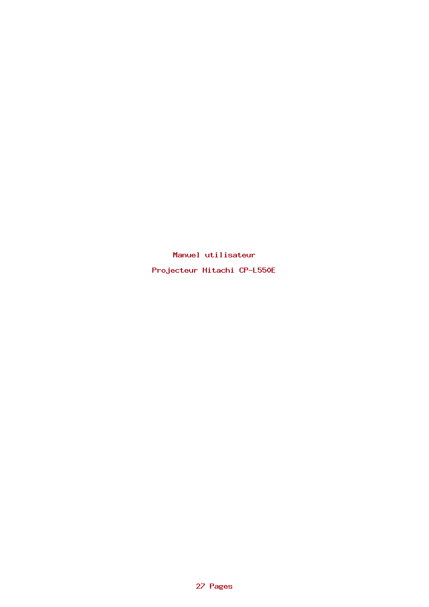 Page 1 de la notice Manuel utilisateur Hitachi CP-L550E