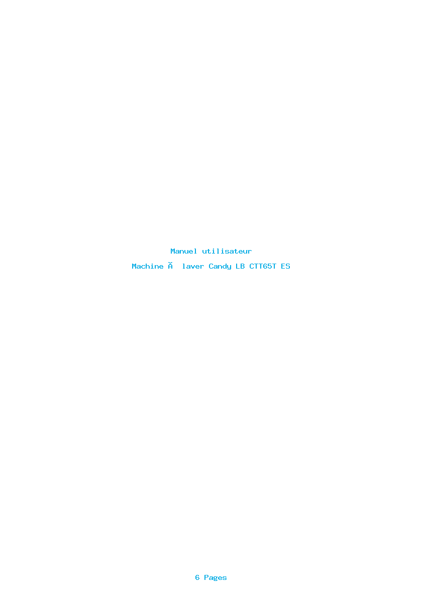 Page 1 de la notice Manuel utilisateur Candy LB CTT65T ES