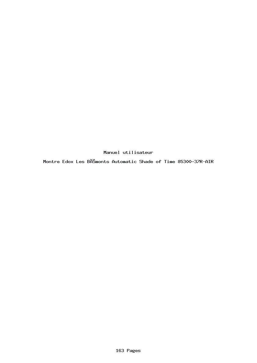 Page 1 de la notice Manuel utilisateur Edox Les Bémonts Automatic Shade of Time 85300-37R-AIR