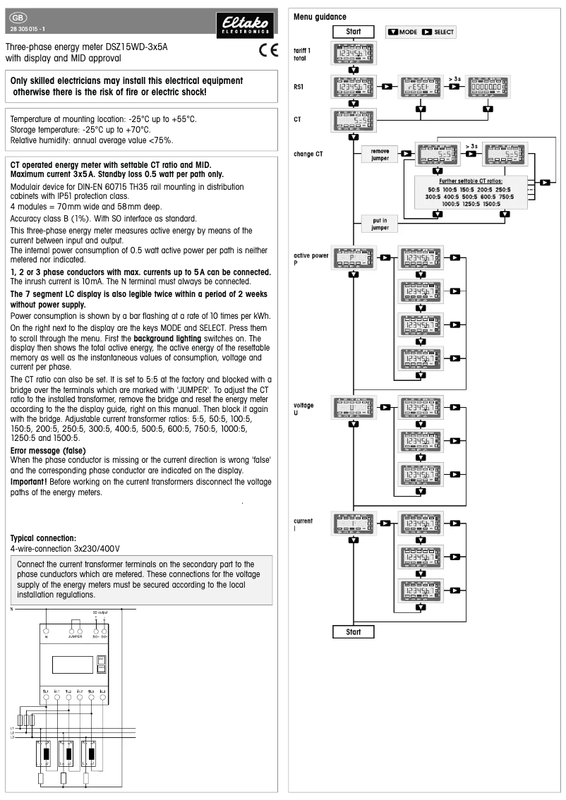 Page 1 de la notice Manuel utilisateur Eltako DSZ15WD-3x5A