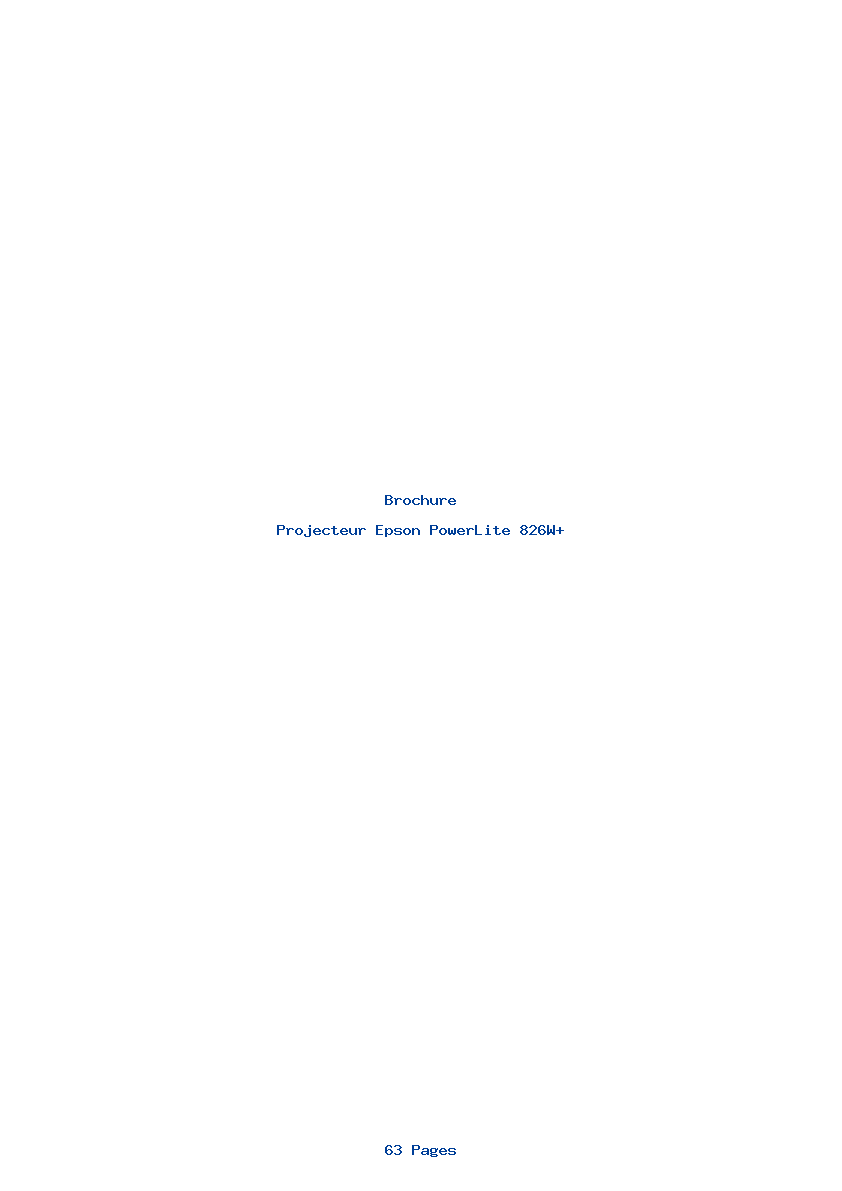 Image de la première page du manuel de l'appareil PowerLite 826W+