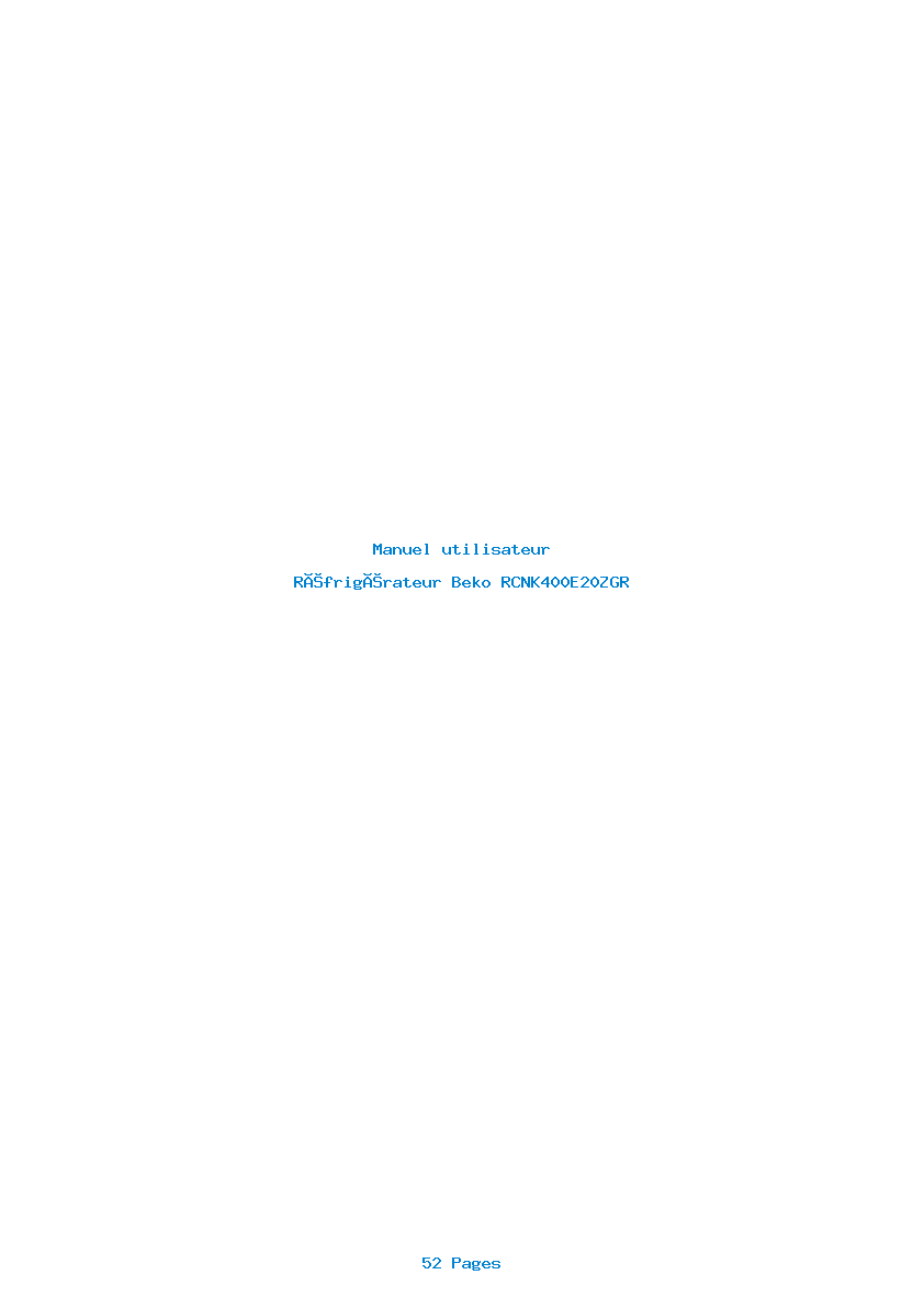 Page 1 de la notice Manuel utilisateur Beko RCNK400E20ZGR