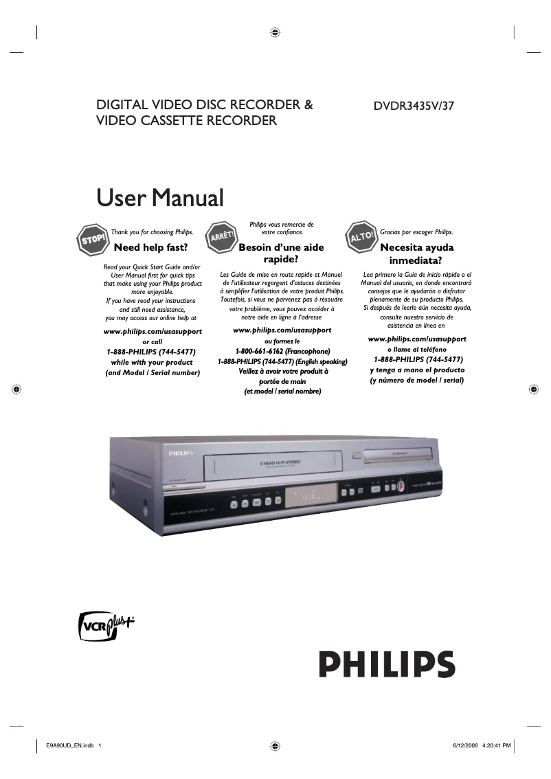 Image de la première page du manuel de l'appareil DVDR3435V