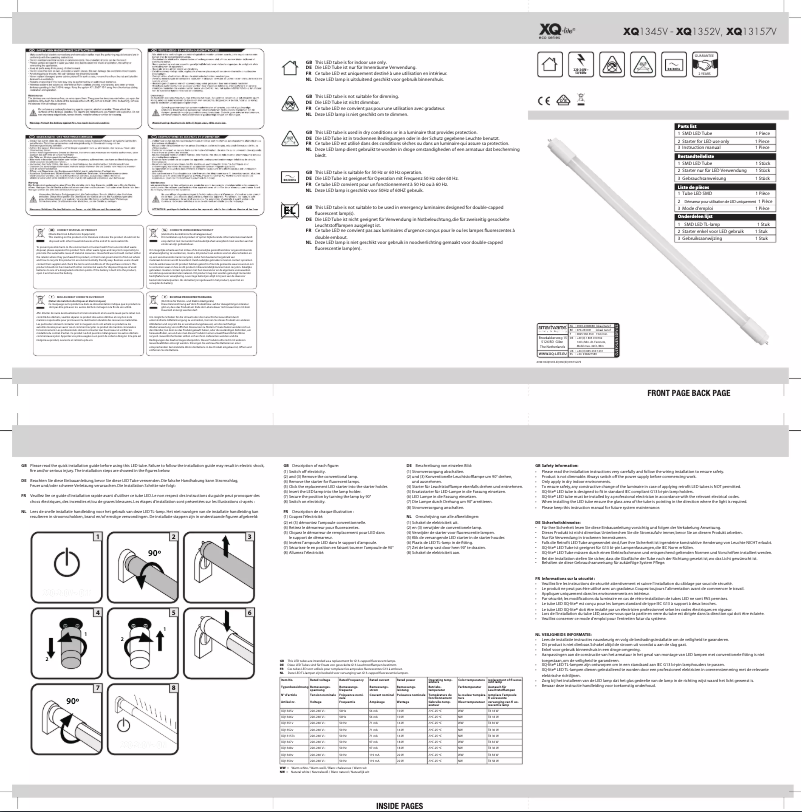 Page 1 de la notice Manuel utilisateur XQ-lite XQ1352V