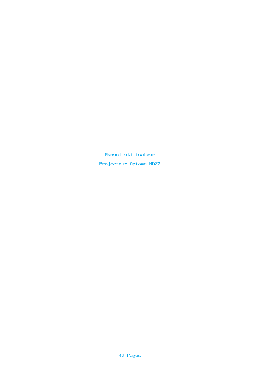 Page 1 de la notice Manuel utilisateur Optoma HD72