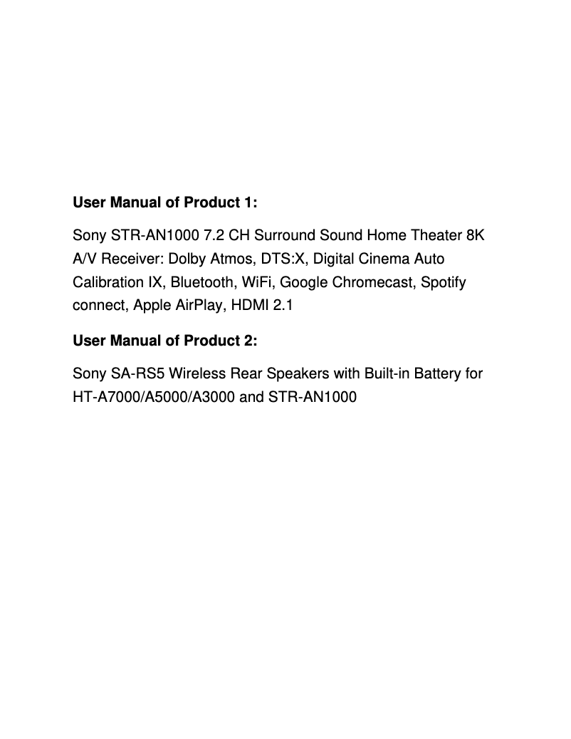 Page 1 de la notice Manuel utilisateur Sony STR-AN1000