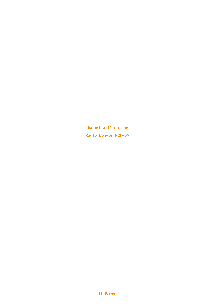 Page 1 de la notice Manuel utilisateur Denver MCR-50