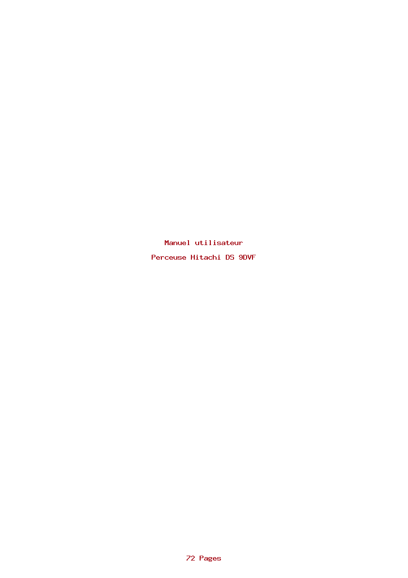 Page 1 de la notice Manuel utilisateur Hitachi DS 9DVF