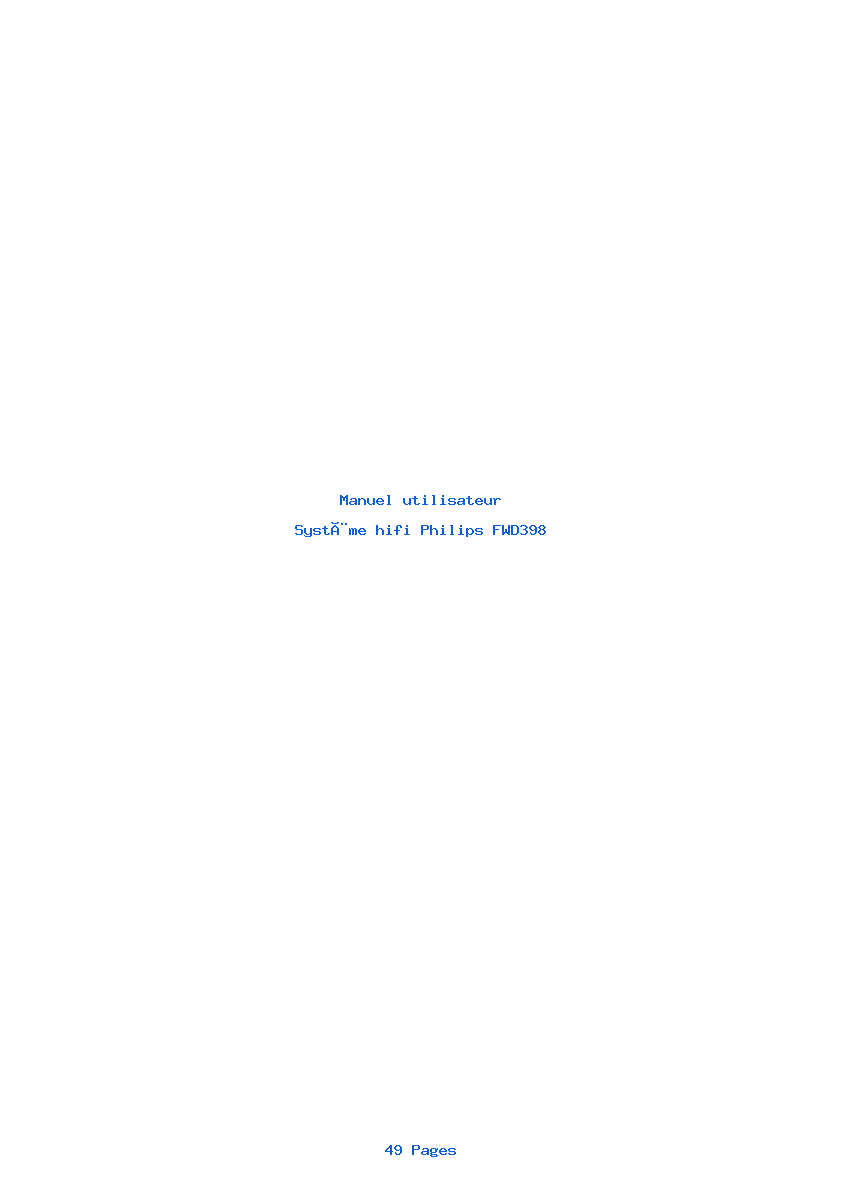 Page 1 de la notice Manuel utilisateur Philips FWD398