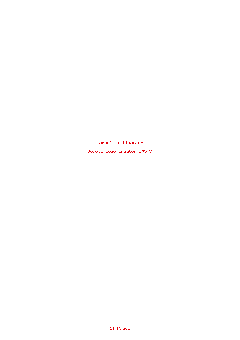 Page 1 de la notice Manuel utilisateur Lego Creator 30578