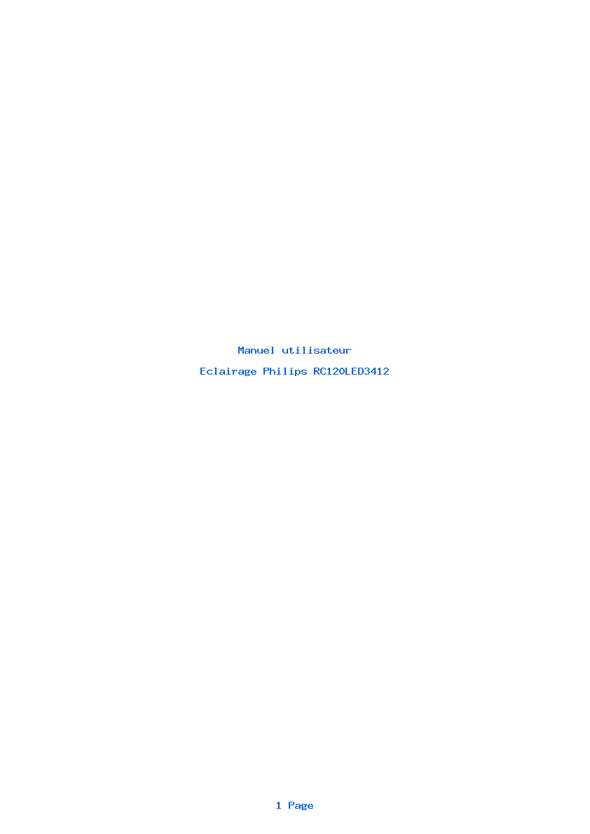 Page 1 de la notice Manuel utilisateur Philips RC120LED3412