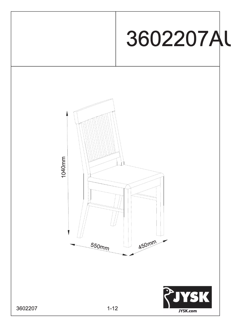 Page 1 de la notice Manuel utilisateur JYSK Aulum (180x200)