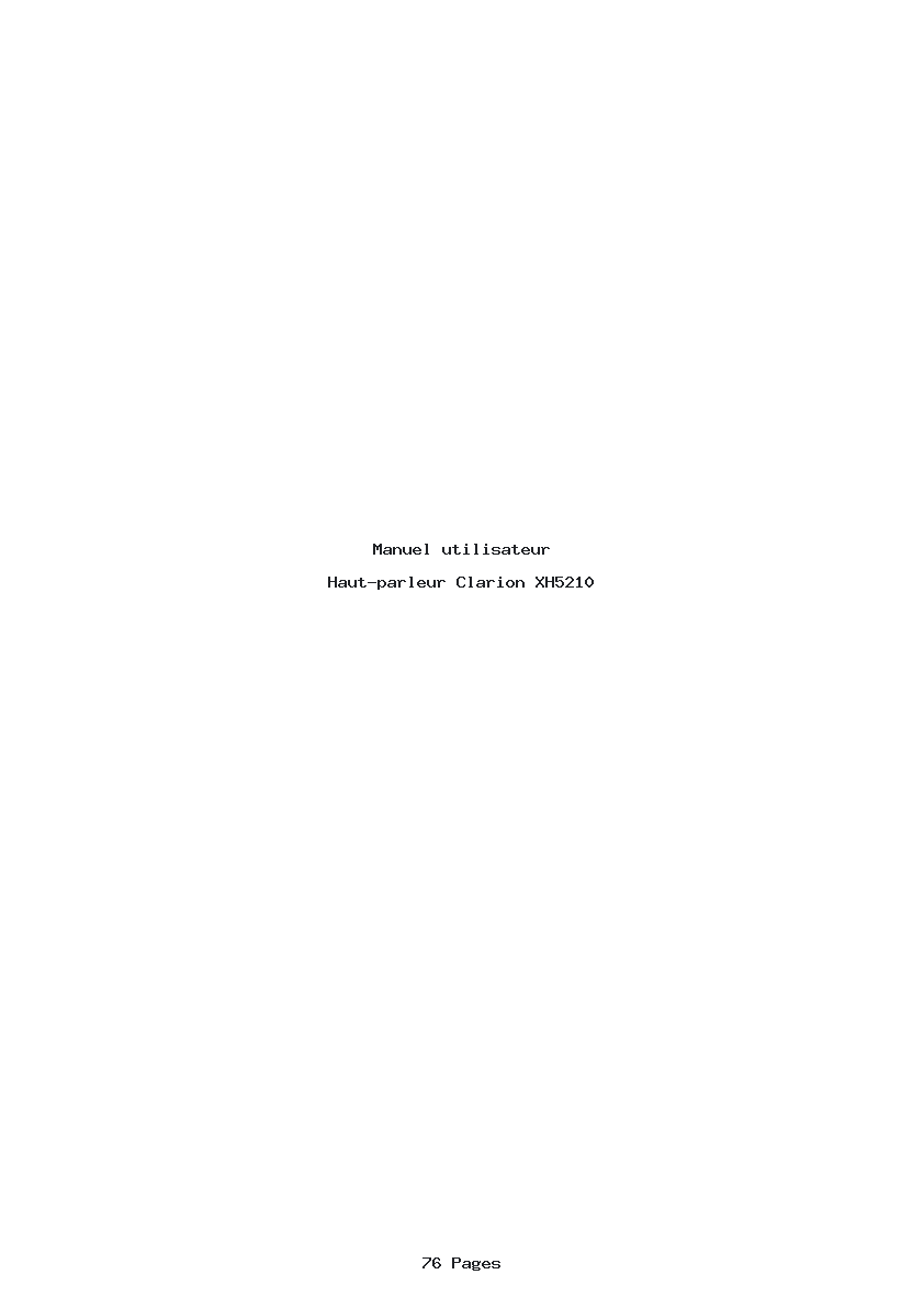 Page 1 de la notice Manuel utilisateur Clarion XH5210