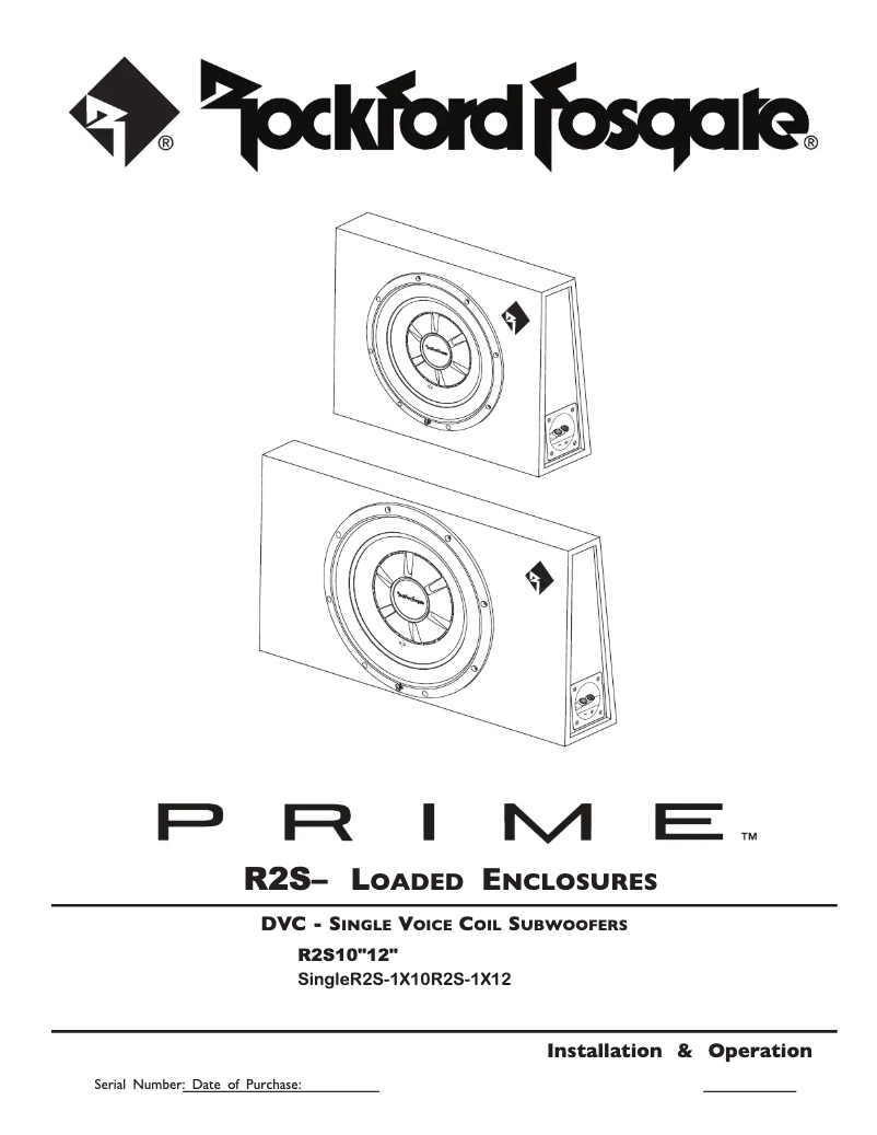Page 1 de la notice Manuel d'utilisation et d'entretien Rockford Fosgate Prime R2S-1X10