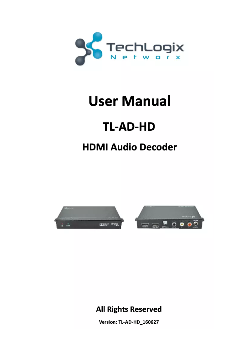Page 1 de la notice Manuel utilisateur TechLogix Networx TL-AD-HD
