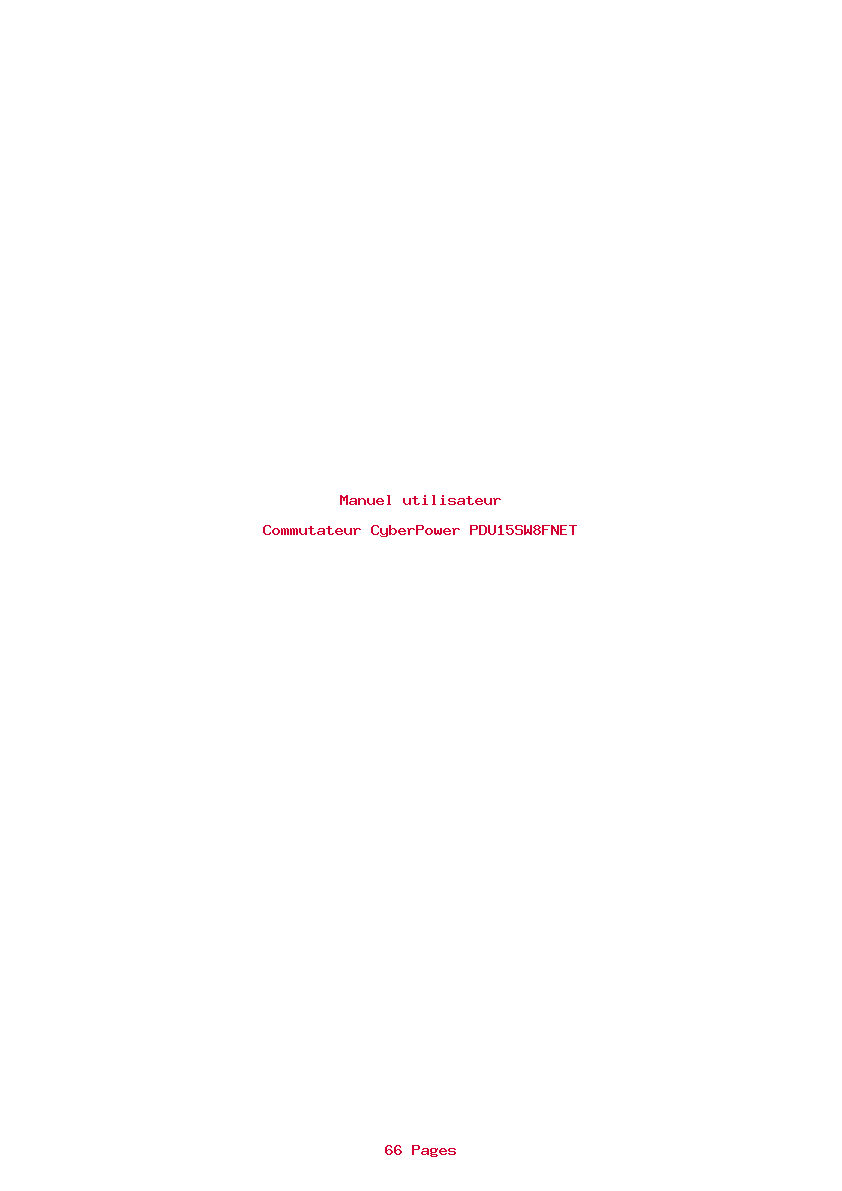 Page 1 de la notice Manuel utilisateur CyberPower PDU15SW8FNET