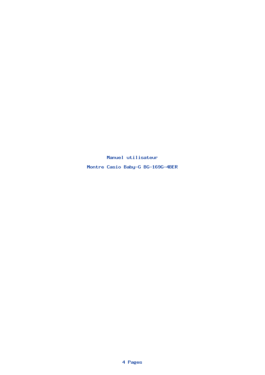 Page 1 de la notice Manuel utilisateur Casio Baby-G BG-169G-4BER