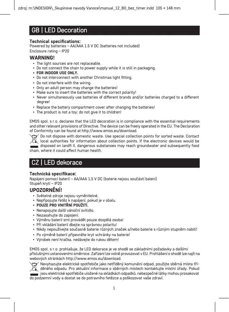 Página 1 del manual Manual de usuario Emos DCLV11