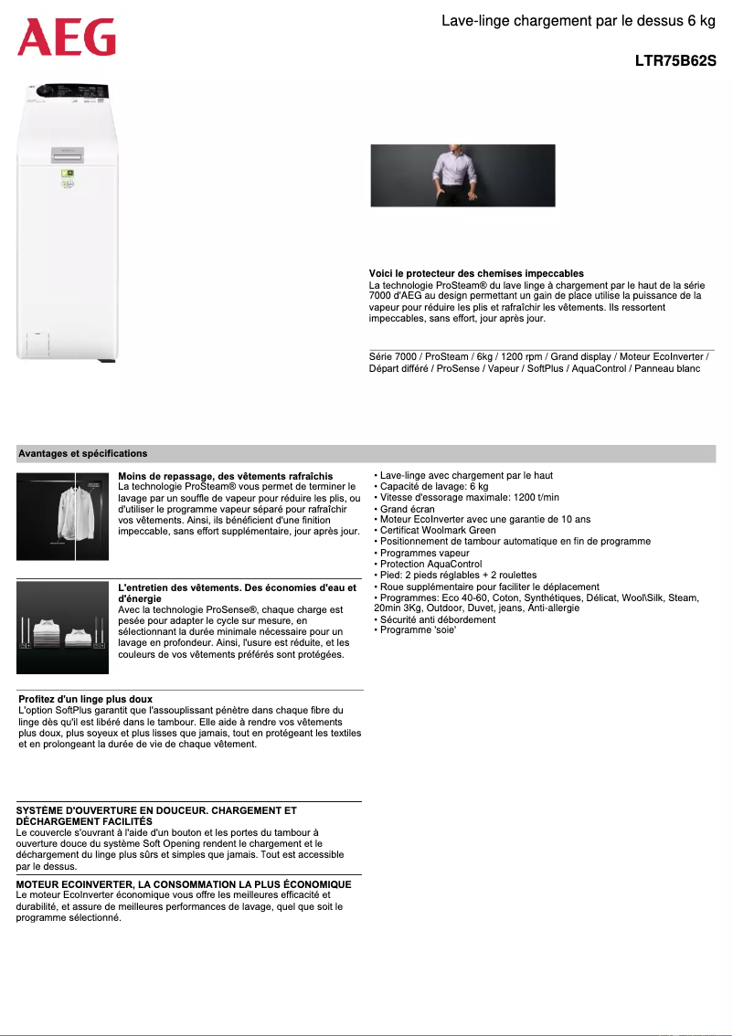 Página 1 del manual Ficha técnica AEG LTR75B62S