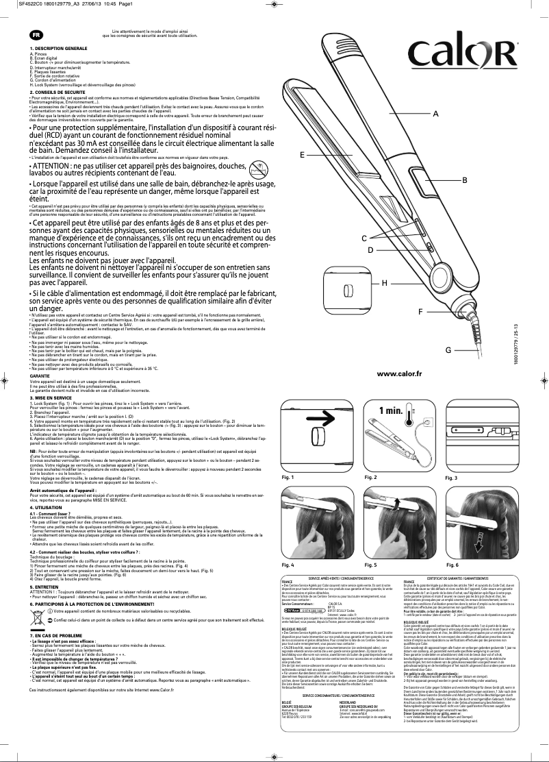 Page 1 de la notice Manuel utilisateur Calor for Elite Liss&Curl 2in1 SF4522C0