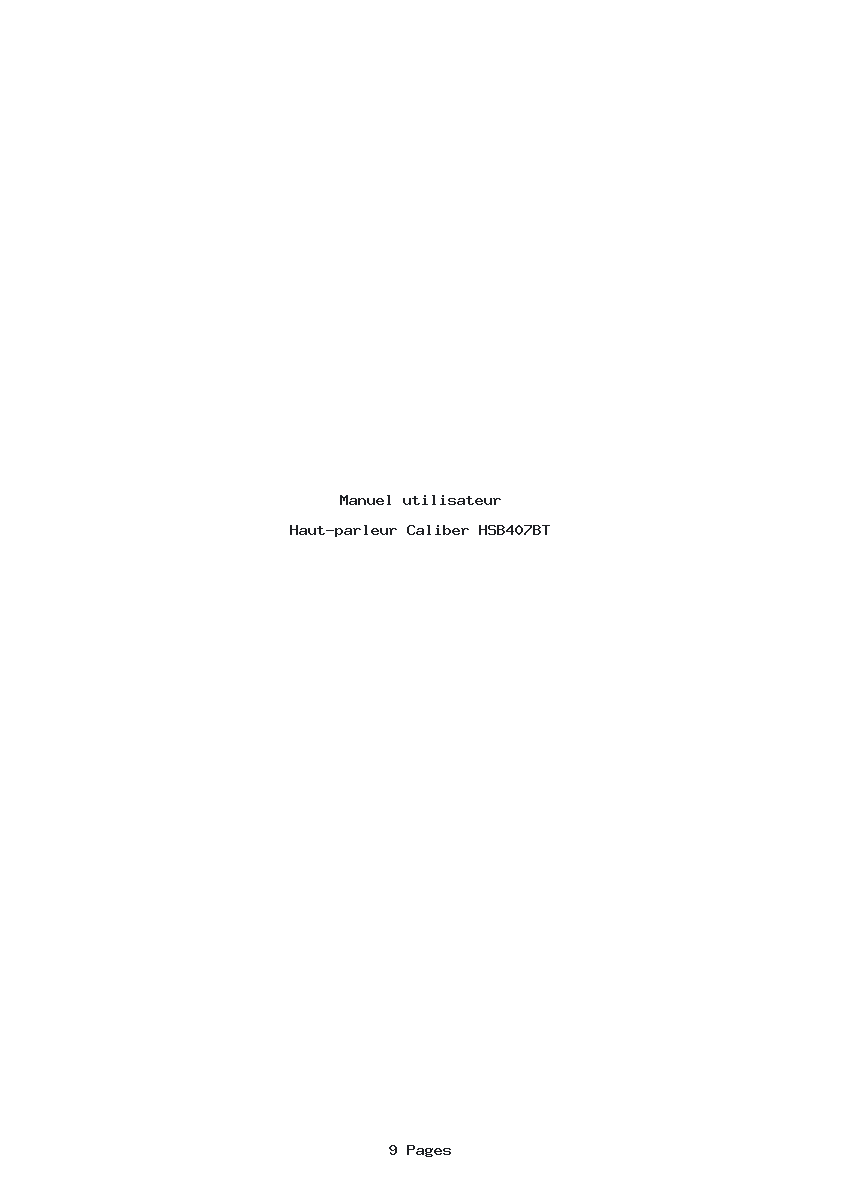 Page 1 de la notice Manuel utilisateur Caliber HSB407BT
