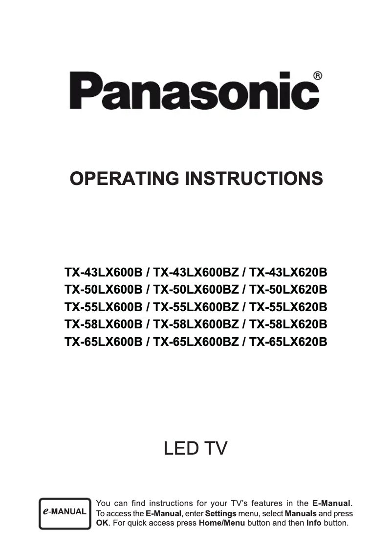 Page 1 of the manual User Manual Panasonic Viera TX-65LX620B