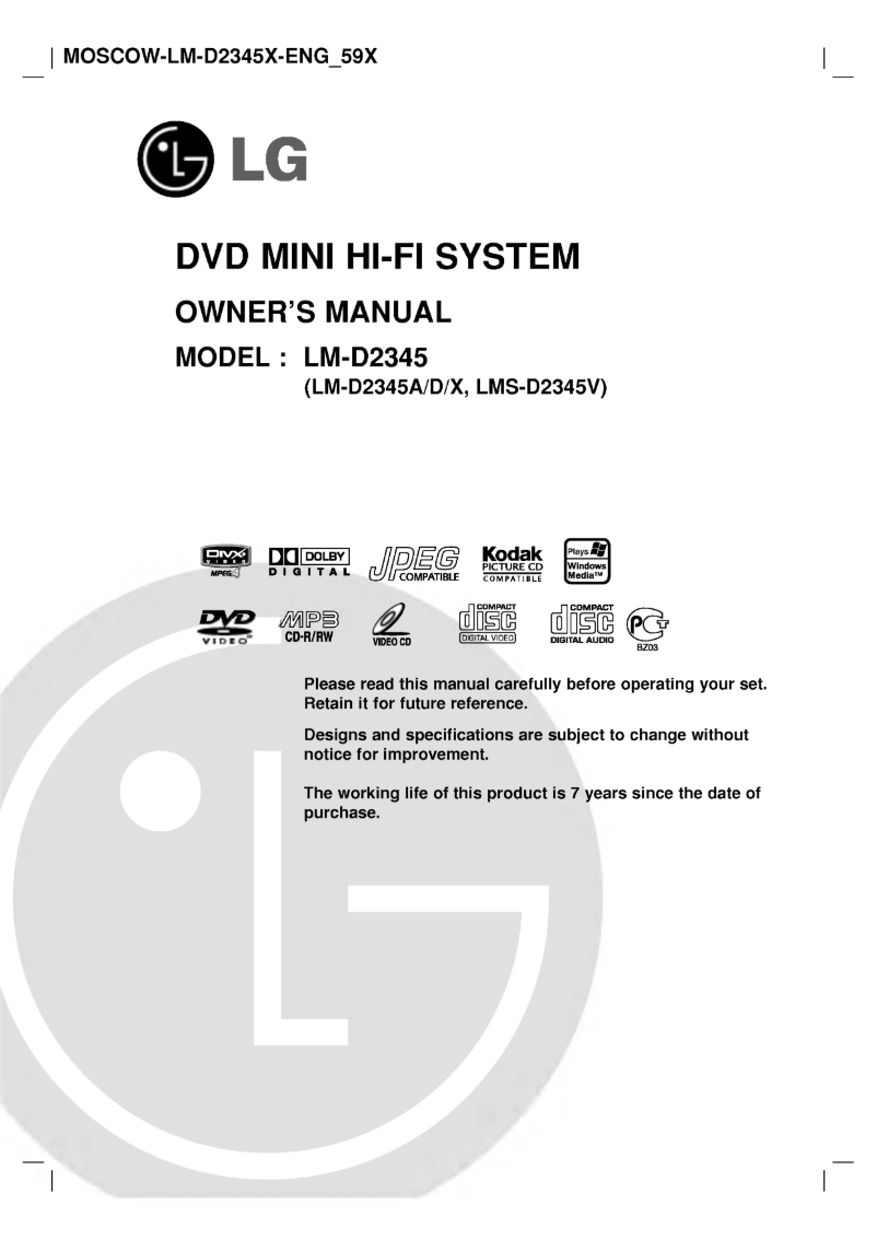 Page 1 de la notice Manuel utilisateur LG LM-D2345X