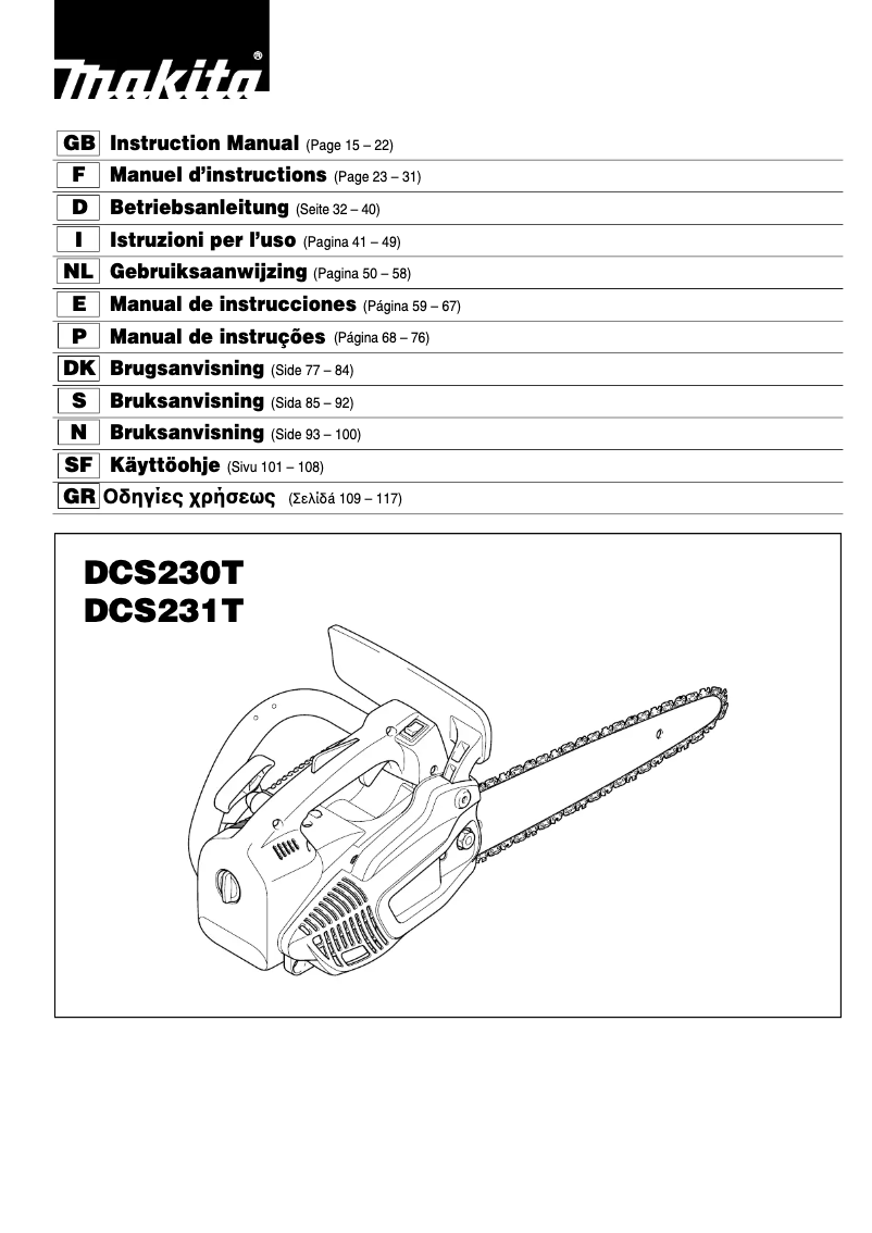 Página 1 del manual Manual de instrucciones Makita DCS230T