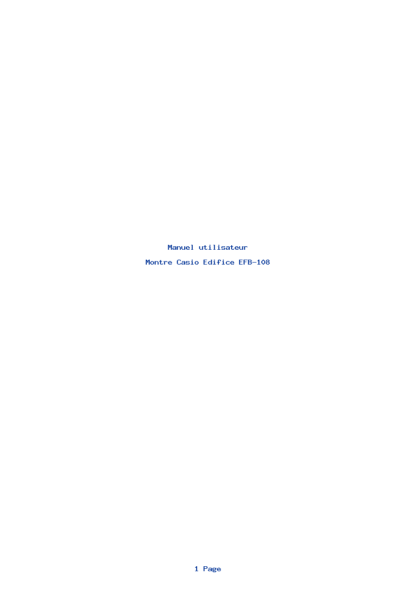 Page 1 de la notice Manuel utilisateur Casio Edifice EFB-108