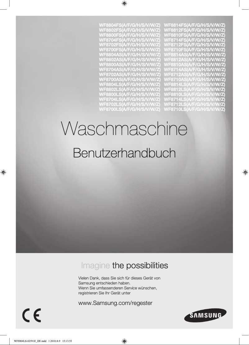 Page 1 de la notice Manuel utilisateur Samsung WF8800AS