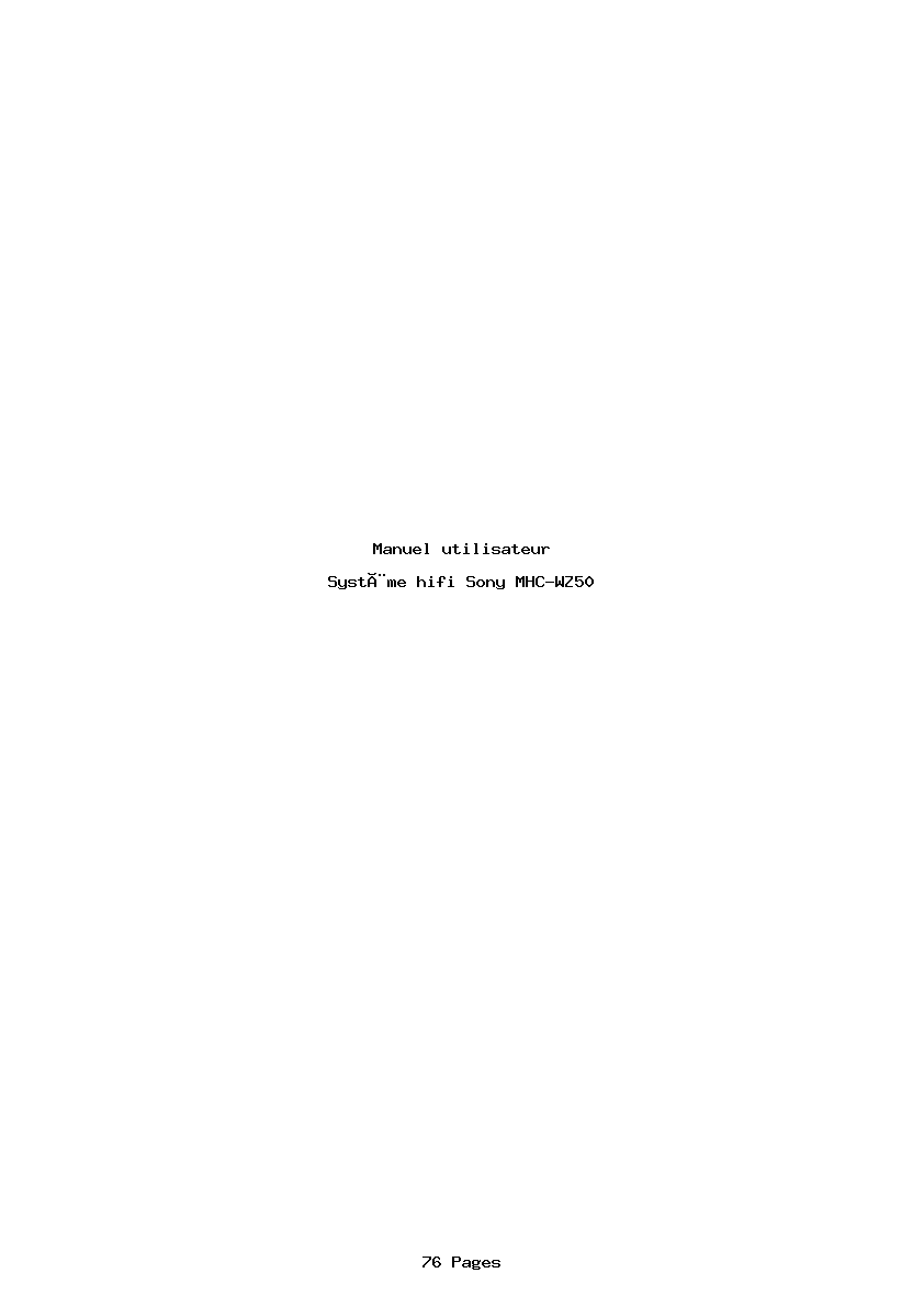 Page 1 de la notice Manuel utilisateur Sony MHC-WZ50