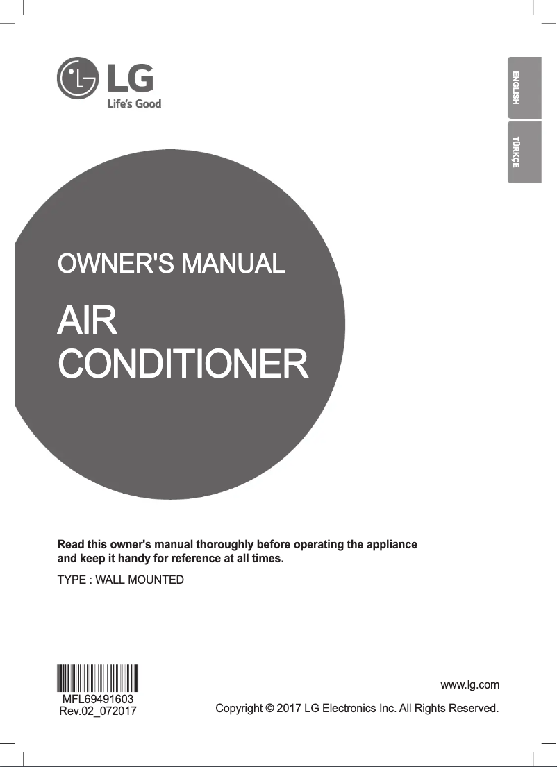 Page 1 de la notice Manuel utilisateur LG ASNW09GJ1Z0