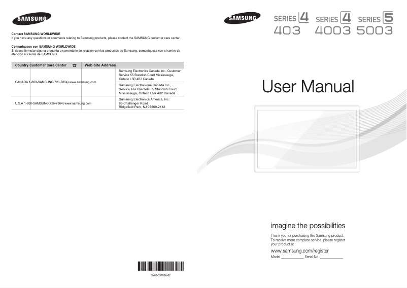 Página 1 del manual Manual de usuario Samsung UN32D4003BD