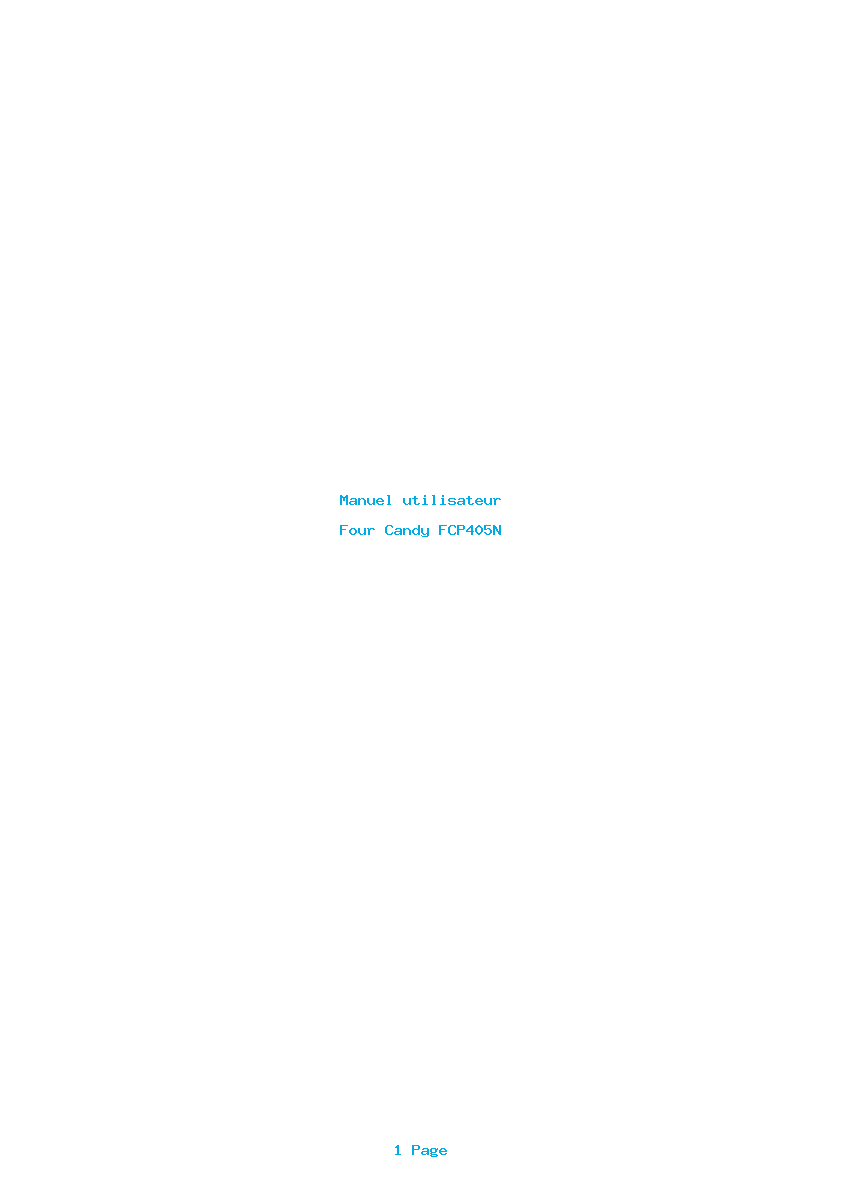 Page 1 de la notice Manuel utilisateur Candy FCP405N