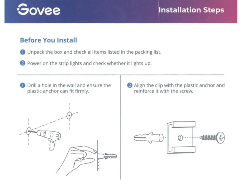Page 1 de la notice Manuel utilisateur Govee H6172