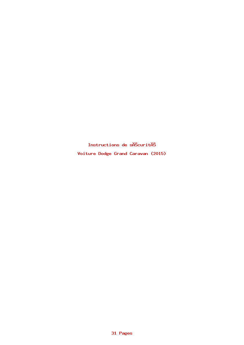 Page 1 de la notice Instructions de sécurité Dodge Grand Caravan (2015)